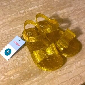 Sandals, Bow Style, Glitter & Gold